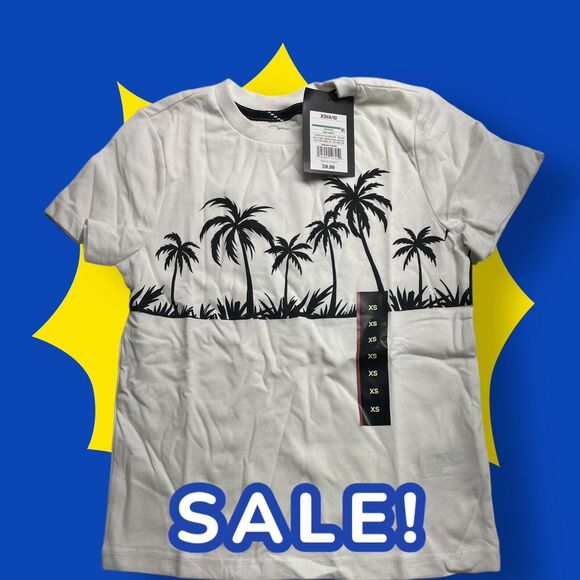 NEW Art Class Boy's White Summer Beach Palm Tree Print Graphic T-Shirt Sz XS - Picture 1 of 5